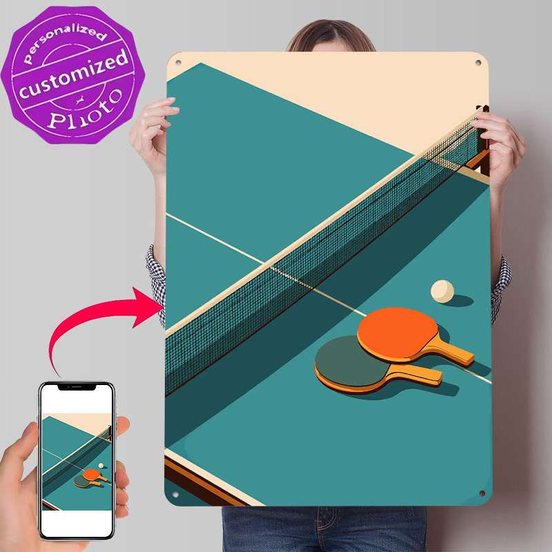 Table Tennis Illustration - Poster in Metallo con Illustrazione 3D